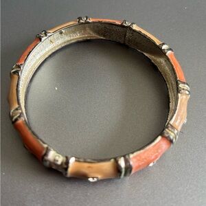 Orange and Coral Silver Cuff Bangle Bracelet